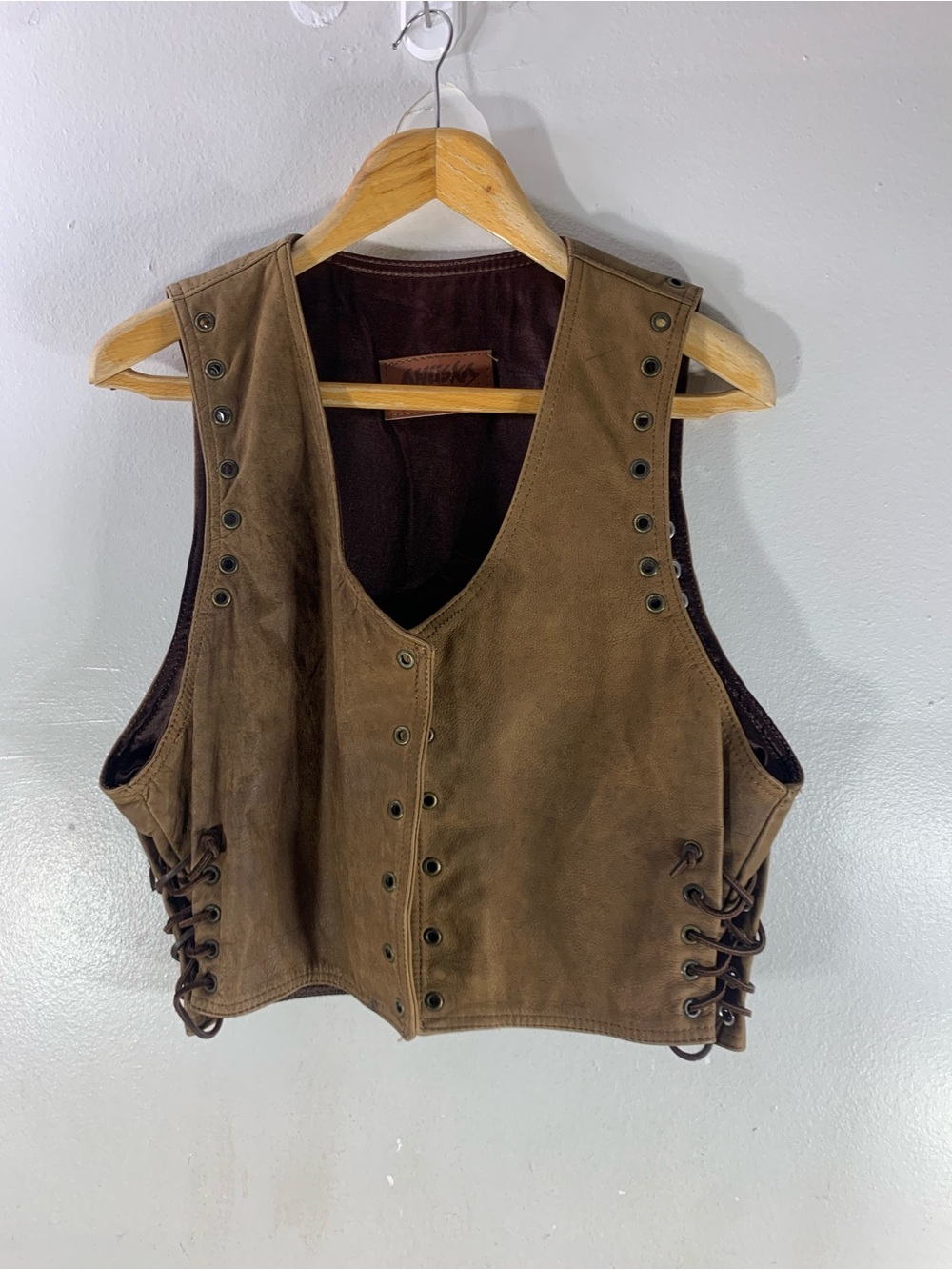 Vintage Brown leather motorcycle vest